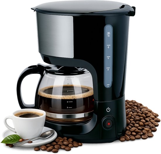 alpina Kaffeemaschine für Filterkaffee, 750 W – Kaffeemaschine mit wiederverwendbarem Kaffeefilter – Kaffeemaschine mit 1,25-Liter-Glaskanne – 10 Tassen Kaffee pro Brühvorgang – Tropfstopp-Kaffeemaschine