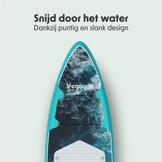 LifeGoods SUP Board Touring - 165 KG Belastbarkeit - 365 x 76 cm - Aufblasbar - Komplettes SUP Paket - Dunkelblau