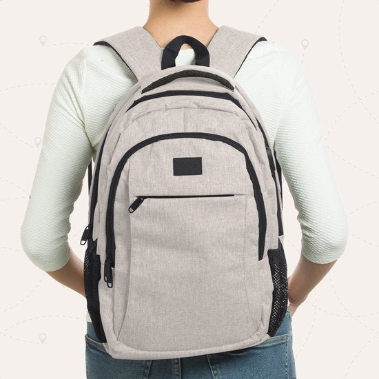TRVLMORE Rucksack mit Lifetime - Rucksack mit 15.6 Zoll Laptopfach - Schultasche - Spritzwassergeschützt - Männer und Frauen - Jungen und Mädchen - 28L - Champagner