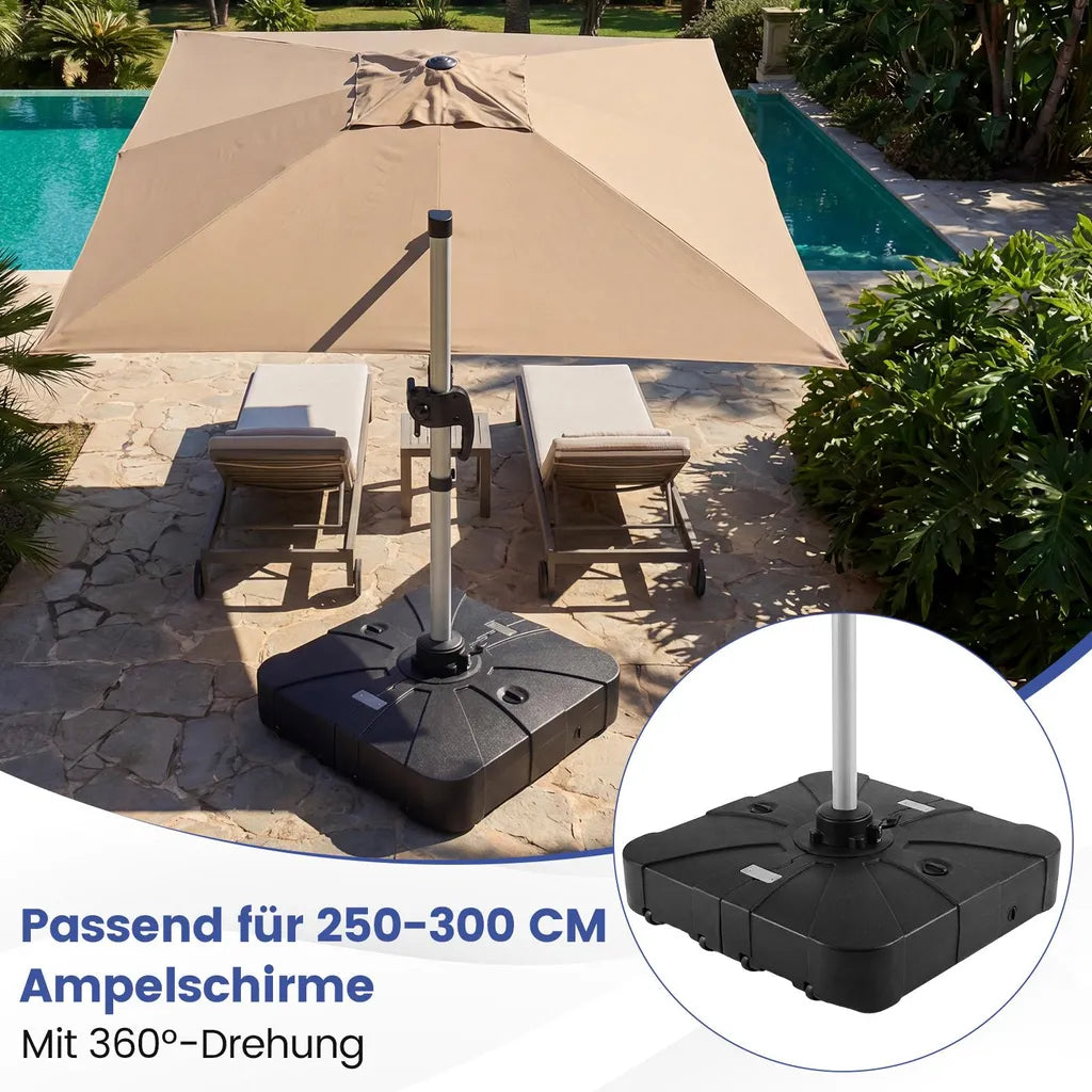 Coast Sonnenschirmfuß mit Rädern - füllbarer schwimmender Sonnenschirmfuß 84 x 84 x 20 cm - Schwarz