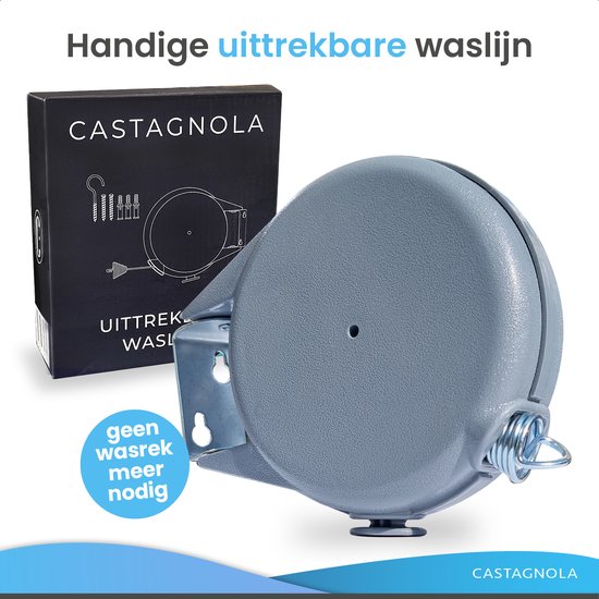 Castagnola Wäscheleine - Ausziehbare Wäscheleine - Wäscheleinenfaden - Wäscheleine 12 Meter - Kapazität bis zu 13 kg