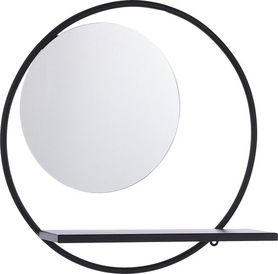 Mica Decorations Phoenix Wandspiegel - B11 x Ø39 cm - Metall - Schwarz