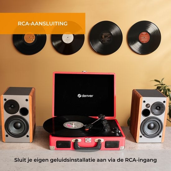 Denver Plattenspieler - Integrierte Lautsprecher - Inkl. PC-Software - Autostopp - Retro - VPL120 - Rot