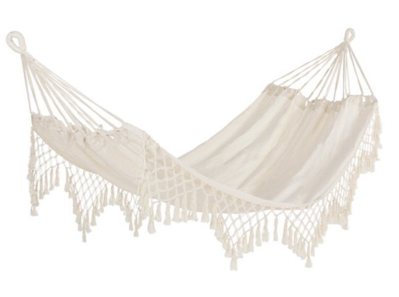 BIZZOTTO Hängesessel MILLOR - Boho Design - Polibaweel & Holz - 200x100 cm - Weiß