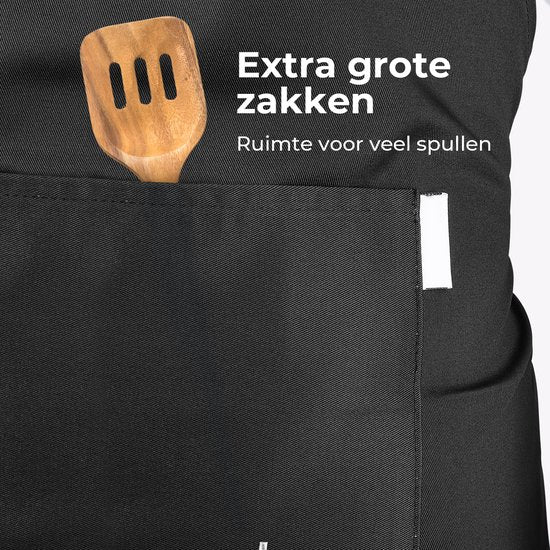 Küchenschürze - Wasser- und schmutzabweisend - Professionelle Kochschürze - Schürze für Damen und Herren - Catering-Schürze - Unisex - Verstellbare Schnalle - Extra große Fächer - Grau