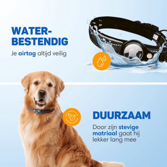 Vulpes Goods® Pets - Hundehalsband geeignet für Apple AirTag - Apple Airtag Collar for Dogs Pro - Sicher, leicht, reflektierend & komfortabel - Kratzfest und wasserabweisend - Inkl. 2 Zubehörteile - 43-51 CM - L