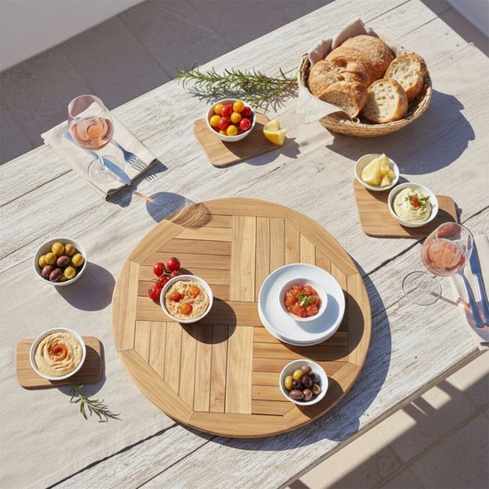 AXI Sari Teak-Drehteller Ø 80 cm – Lazy Susan – Rundes Tablett – Drehbares Servierelement – Teakholz – Für den Tisch – Für drinnen und draußen