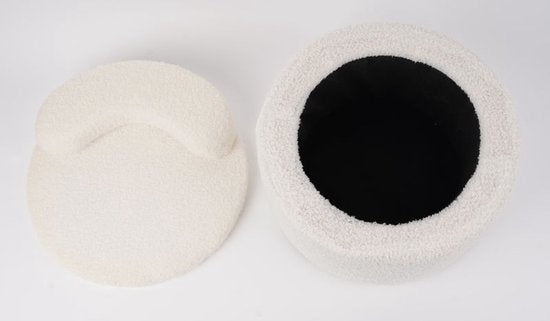 Kinderhocker mit Aufbewahrung - Weiß mit Creme