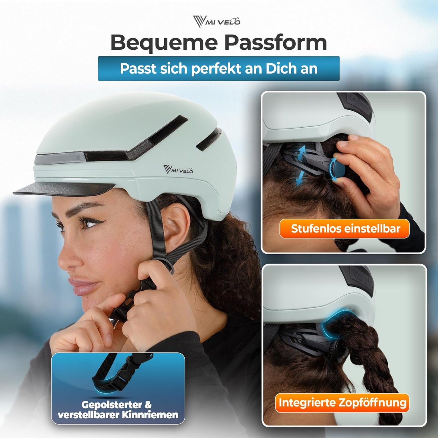 Mivelo Unisex-Radhelm NOVA - Mit Licht - NTA-zertifiziert bis zu 45km/h - Mint - Größe M (54-58 cm)