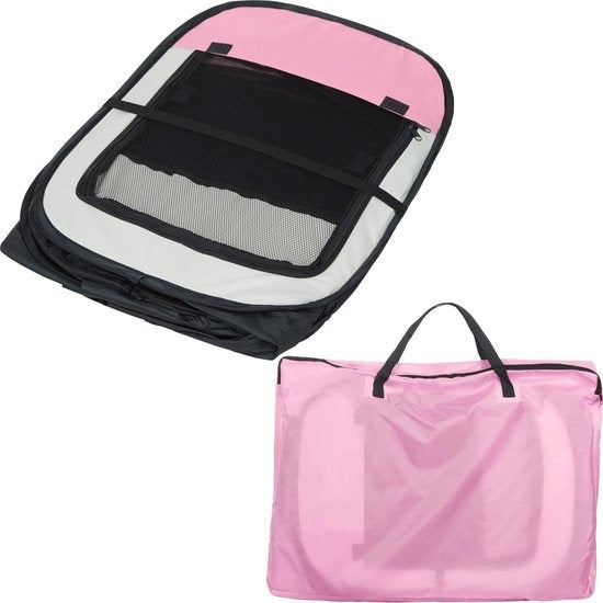 tectake Faltbarer Welpenauslauf - Rosa - 125 x 125 x 64 cm - inkl. Tragetasche