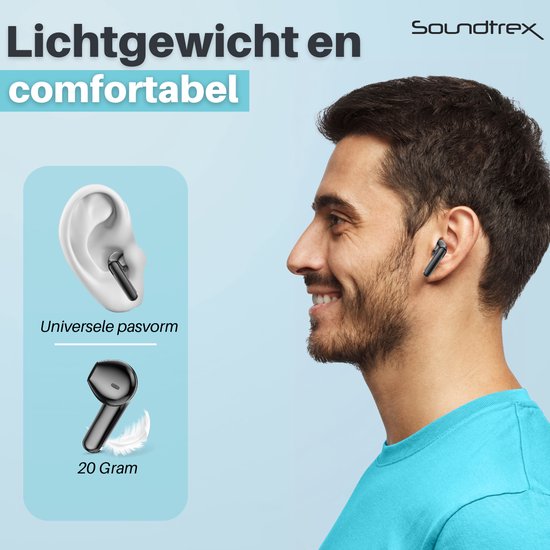Soundtrex X-Pro Wireless Earphones - Bluetooth Ohrhörer - Earpods kabellos - LED-Anzeige - Bluetooth 5.3 - Schwarz