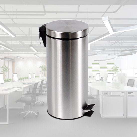 BRASQ Treteimer 30 Liter - Edelstahl - PB130 - Mülleimer mit herausnehmbarem Treteimer - Mülleimer - Abfalleimer - Abfalleimer
