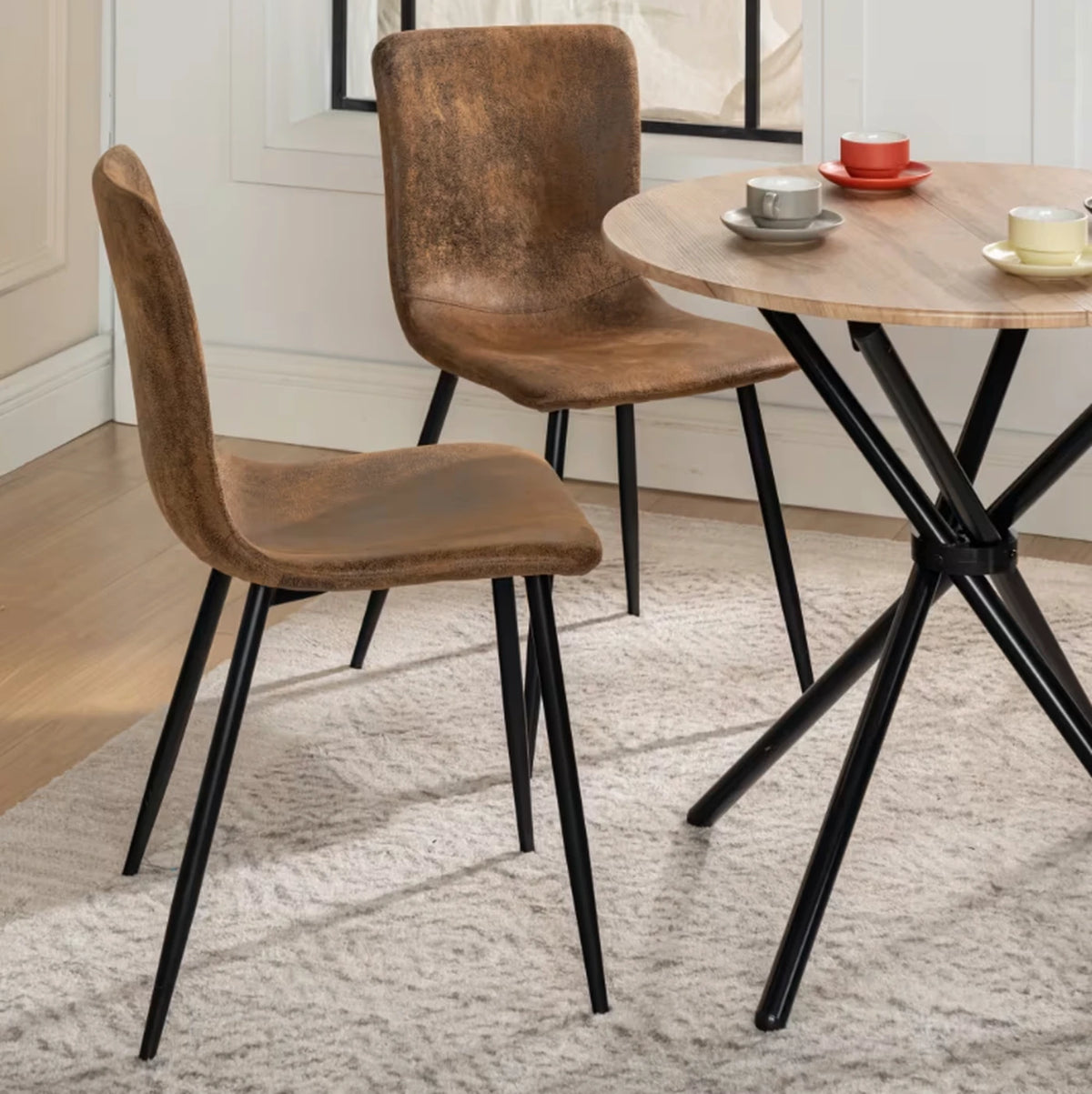 Urban Meuble Stuhlset, 4-teilig – Luxuriöse Esszimmerstühle, grau, Kunstfell – 44 x 54 x 87 cm