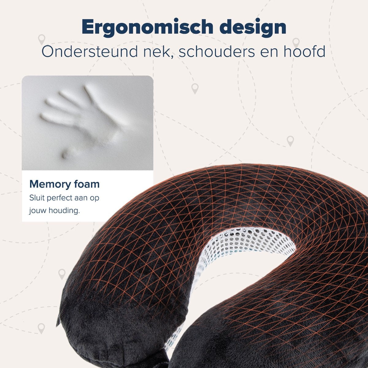 TRVLMORE Nackenkissen - Reisekissen für Flugzeug und Auto - U-Form - Memory Foam - Schwarz