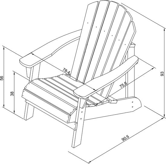 AXI Carmen Adirondack-Stuhl – Loungesessel aus Holz mit Armlehnen – Hohe Rückenlehne – 90,5 x 78,4 x 93 cm