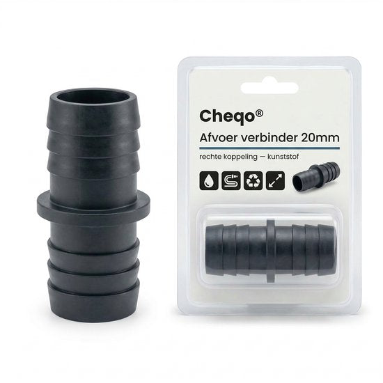 Cheqo® Abflussverbinder – Abflussverbinder – Abflusskupplung – Abflussanschluss – Abflussverbindung – Abflussverbindungsstück – Abflussmuffe – Abflussreduzierstück – Abfluss-Geradkupplung