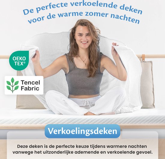 Ella Cooling blanket 135x200 cm - 100% Bio-Tencel - Selbstkühlende Decke - Kühlende Decke - Sommerdecke - Perlweiß