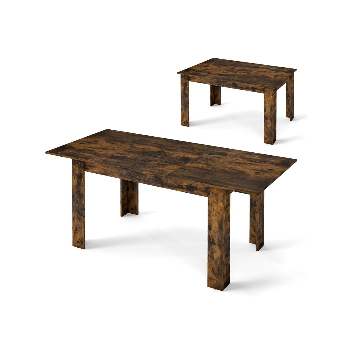 Coast Ausziehbarer Esstisch – Verstellbare Tischplatte – L-förmige Tischbeine – Kaffeebraun 158 x 70 x 76 cm