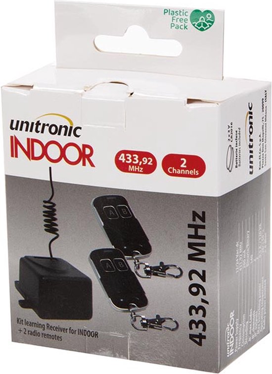Unitronic Funk 2-Kanal-Fernbedienungsset: 2 Sender & 1 Empfänger, 433,92 MHz, für 140 Geräte, energieeffizient, ideal für die komfortable Hausautomation