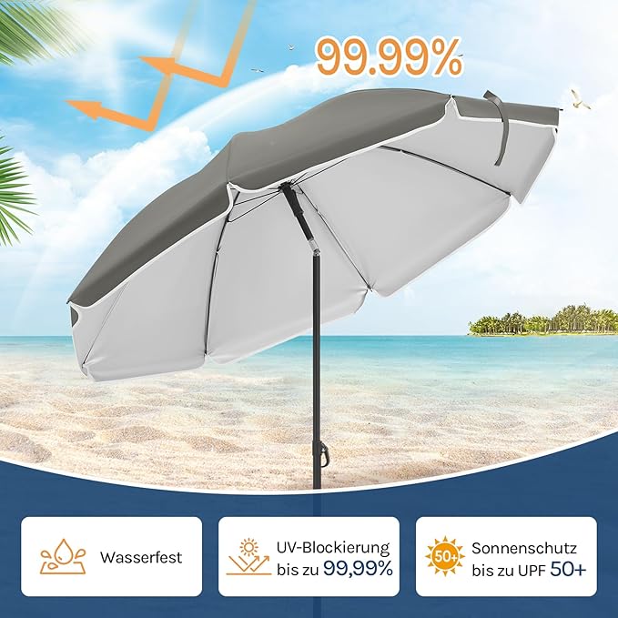 WOLTU GSS0007dgr03 - Balkon-Sonnenschirm 175 cm - UPF 50+ UV-Schutz - Verstellbar und neigbar - Dunkelgrau