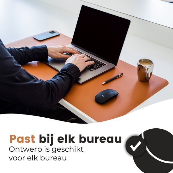 WURK Professionelle Schreibtischunterlage aus Kunstleder - Schreibtisch-Organizer - Schreibtischzubehör - Mauspad XXL- Inklusive Kabelclip - 90x45 - Braun
