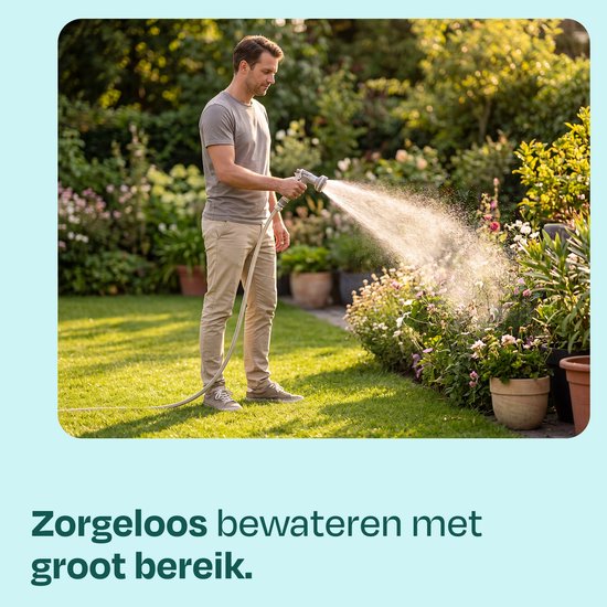 VONROC Automatischer Gartenschlauchaufroller – Gartenschlauchbox zur Wandmontage – inkl. 30 m Premium-Gartenschlauch, Spritzpistole mit 8 Sprühstufen und Anschlüssen – beige