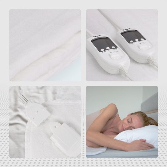 Auronic Electric Blanket - 2 Personen - verstellbare Fußzone - 160x150cm - mit Eckgummis - Weiß