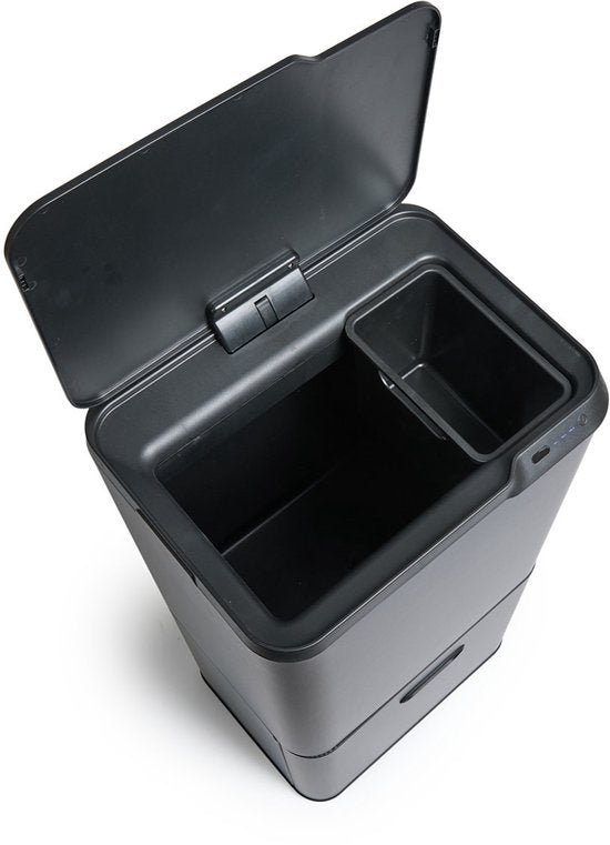 Umuzi Cleaning - Recyclingeimer 63L - Abfalleimer - Sensor - 30.5x41x78cm - Matt Schwarz