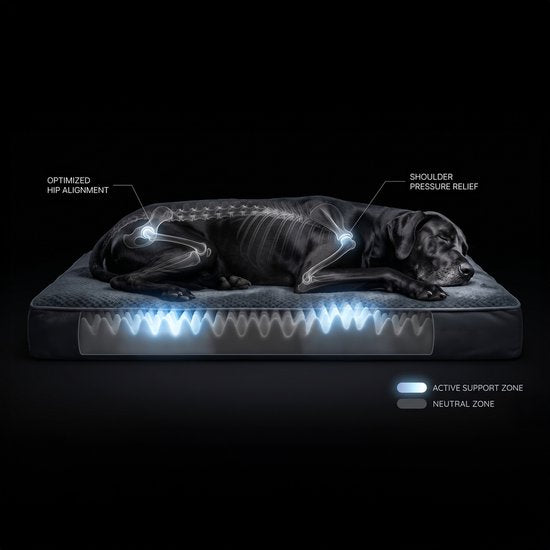 Happysnoots® Orthopädisches Hundekissen – XXL-Hundekorb 100 x 70 x 12 cm – Waschbares Hundebett für große Hunde – Grau mit Reißverschluss