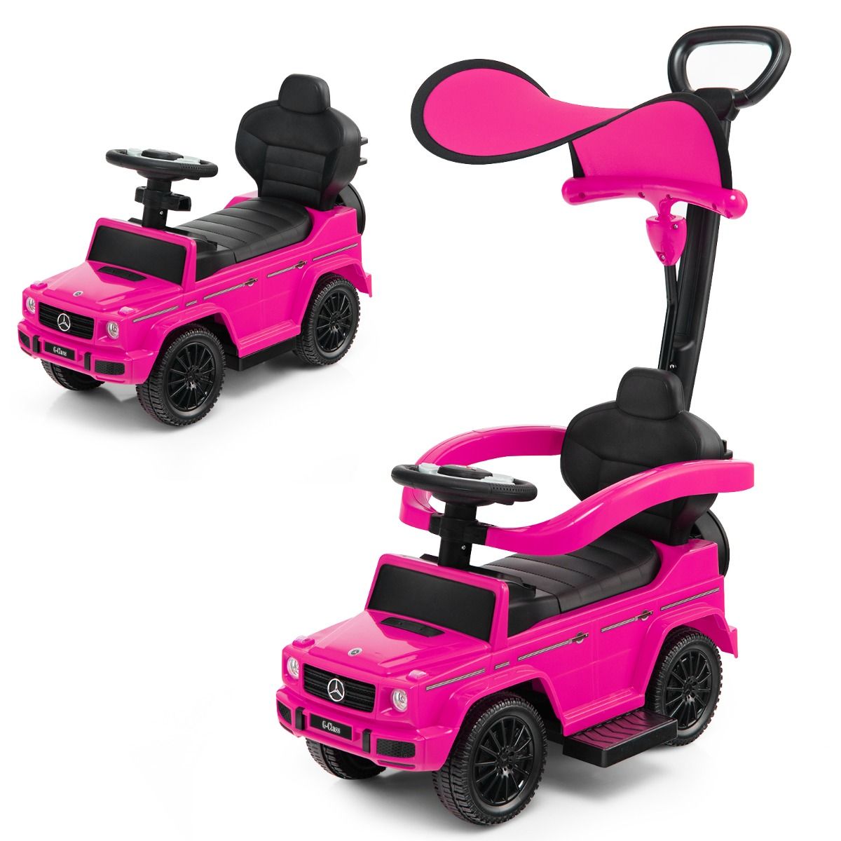 Coast Mercedes-Benz Laufwagen für Kinder – 3-in-1-Kinderwagen und Rollator – verstellbares Sonnendach – rosa