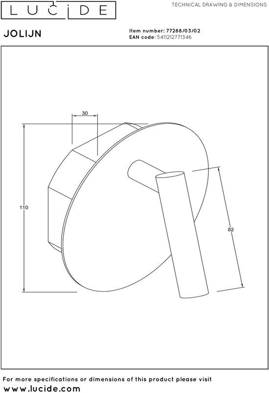 Lucide JOLIJN – Wiederaufladbare Nachttischlampe / Wandleuchte – Akku/Batterie – Ø 10,2 cm – LED – 1x2 W, 3000 K – magnetisch – Mattgold / Messing