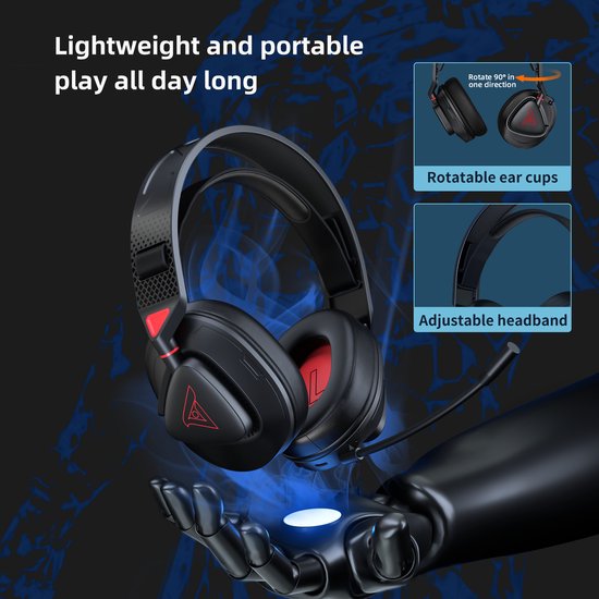 TAIDU THS318 2.4GHz Wireless Gaming Headset - Over-Ear-Kopfhörer - mit Mikrofon - Geeignet für PS4/PS5, Nintendo Switch - Schwarz