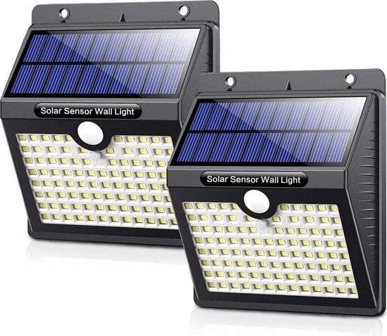 Auronic Solar Außenleuchte mit Bewegungssensor - Wandleuchte mit Sensor - Solar - 97 LEDs - IP65 - 2 Stück - Schwarz