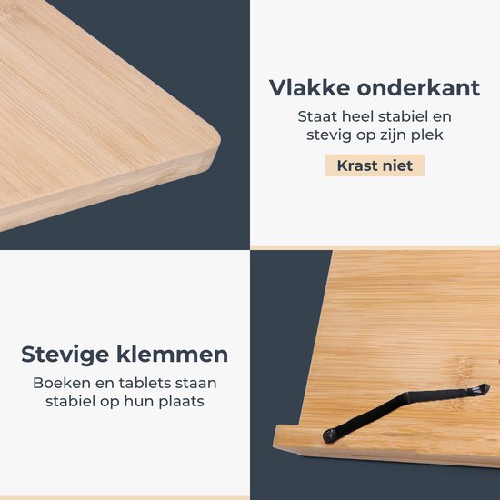 Castagnola Verstellbarer Buchständer - Buchständer mit 5 Ständern - Buchständer Bambus - Tablet-Halter - Kochbücher und Lesebücher
