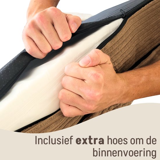 By Cee Cee Orthopädisches Hundekörbchen – Hundebett – Rippstrick – Für mittelgroße Hunde – Braun – 108 x 81 cm – Moos