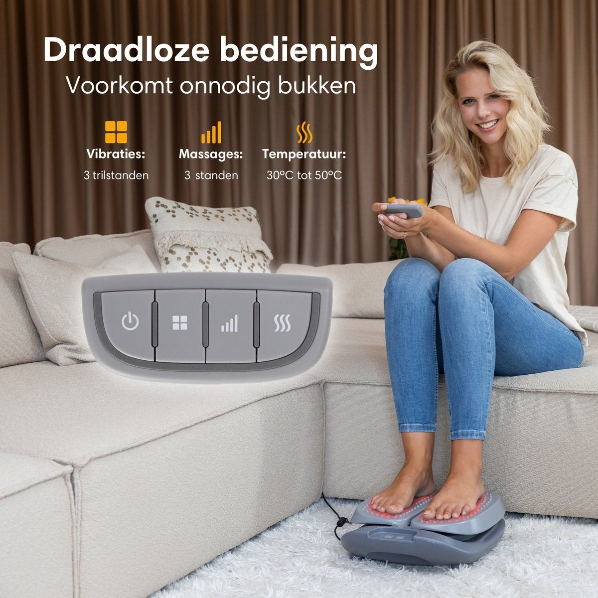 Lifeproducts Fußmassagegerät - mit Wärme-/ Vibrationsfunktion für Blutzikulation - Grau
