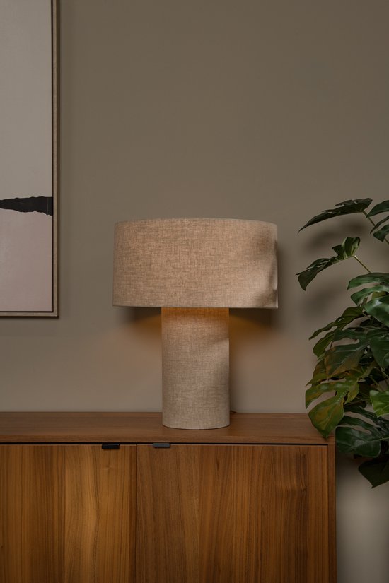 Lucide LEEROY – Tischlampe – 1xE27 – Taupe – Japandi