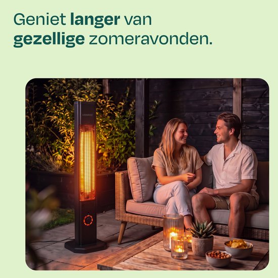 VONROC Stand-Terrassenheizung Lipari 2000 W – Terrassenheizung – Carbon-Infrarot-Heizelement – inkl. Fernbedienung