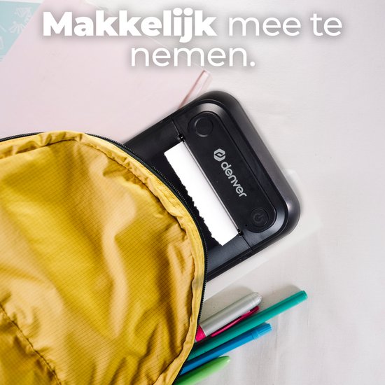 Denver Mini-Taschendrucker - Aufkleberdrucker - Bluetooth - Thermopapier - Schwarz