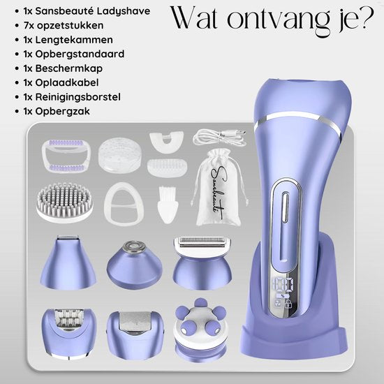 Sansbeauté® 7 in 1 Ladyshaves für Frauen - Gesicht - Achseln - Beine - Epilierer - Trimmer für Frauen & Damen - Bikini-Trimmer Damen - Rasierer Frau