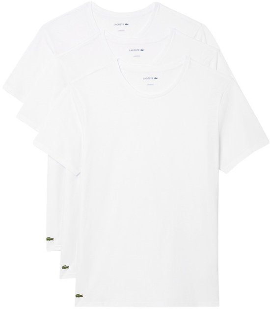 Lacoste Herren 100% Baumwolle Runde T-shirt Weiß (3 Stück) - Größe M