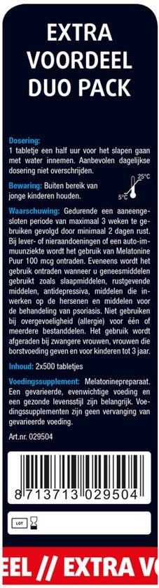 Lucovitaal Melatonin Pur 100 mcg Nahrungsergänzungsmittel – 2 x 500 Tabletten