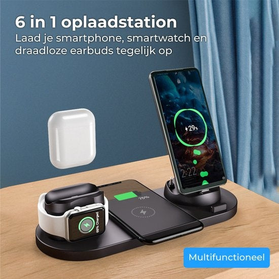 Nuvance 6 in 1 Wireless Charger - Für alle Qi-Geräte - Schwarz