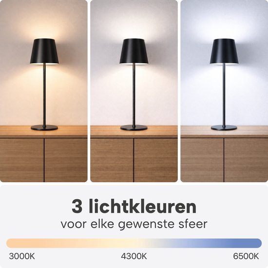 Kabellose Tischlampe – Kabellos und über USB-C aufladbar – 3 LED-Lichtfarben – Für drinnen und draußen – 2er-Set – Bronze – BREND BR-2247