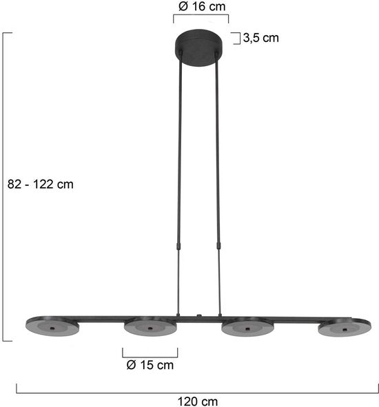 Steinhauer - Pendelleuchte - Turound - schwarz - Glas Metall - Designleuchte - LED - 3512ZW