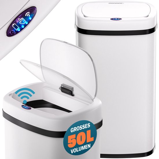 MONZANA Mülleimer - Automatic Sensor 50L 62x40x29cm - Weiß