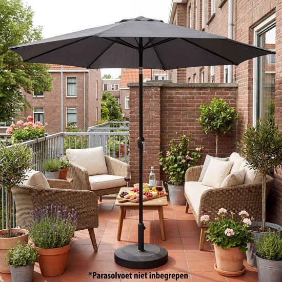 Tristar Stabsonnenschirm – 300 cm, rund – Garten & Balkon – neigbar – inkl. Schutzhülle – PA-7903 – Dunkelgrau
