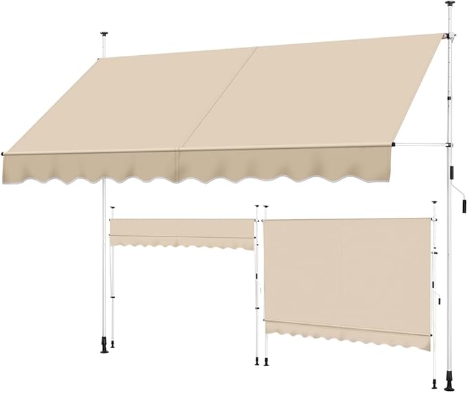 Yaheetech Clamp Sunshade Beige - Kein Bohren - Höhenverstellbar 210-300 cm - 300 x 120 cm