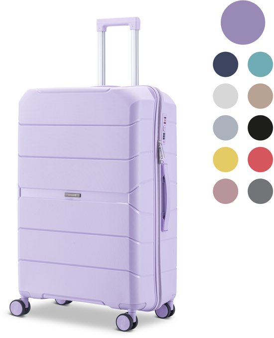 SKYCASES Urban Adventurer - Mittlerer Reisekoffer - Zahlenschloss - 44x27x66cm - 78L - Reisekoffer mit Kofferschloss - Spinner-Räder - Lila