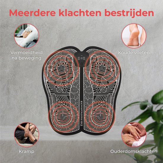 Nuvance - Fußmassagegerät mit Display - EMS-Massagematte - Stimuliert die Durchblutung - Massagegeräte - Wireless - 54 Positionen - Schwarz